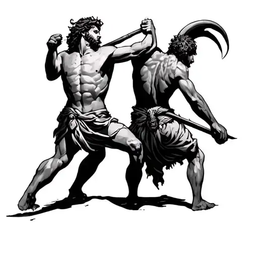 David Vs Goliath tattoo design idea