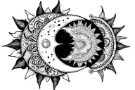 sun and moon with mandala and dot work tattoo design idea