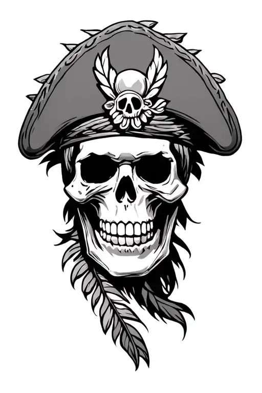 Polynesian with pirate skull tattoo design idea