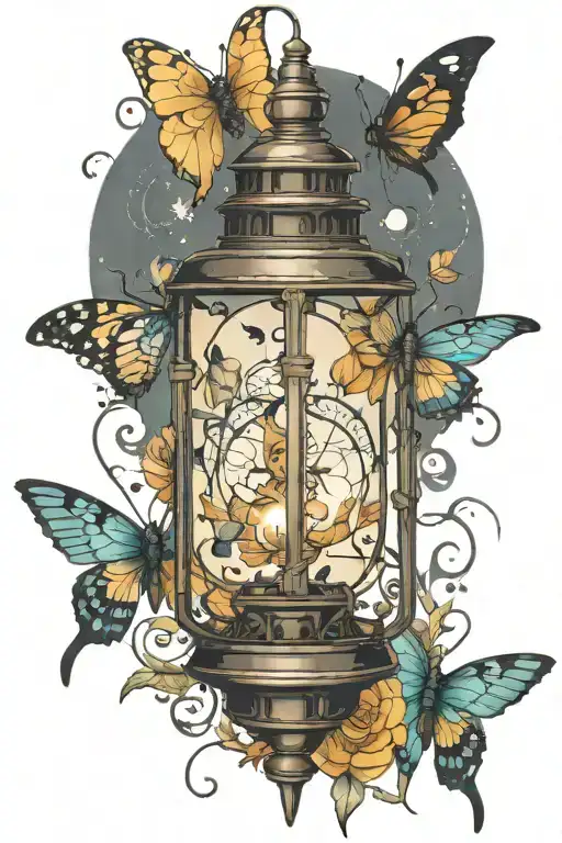 top moth lantern tattoo design idea