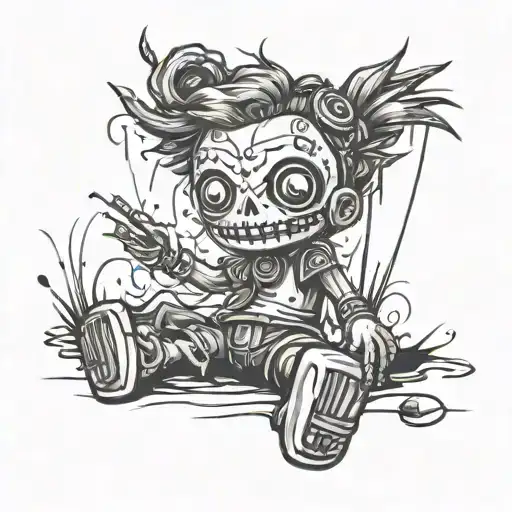 Voodoo Doll punk rock tattoo design idea