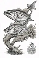 Spanish mackerel on a log tattoo design idea