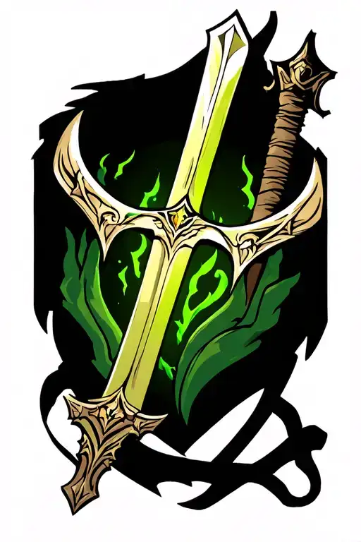 elven hunter sword tattoo design idea