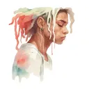 emo,depression,darkness,lonely,suicidal,sad,dark skinned male,dyed short dreads fully hiding face,teens,no tattoos,skinn tattoo design idea