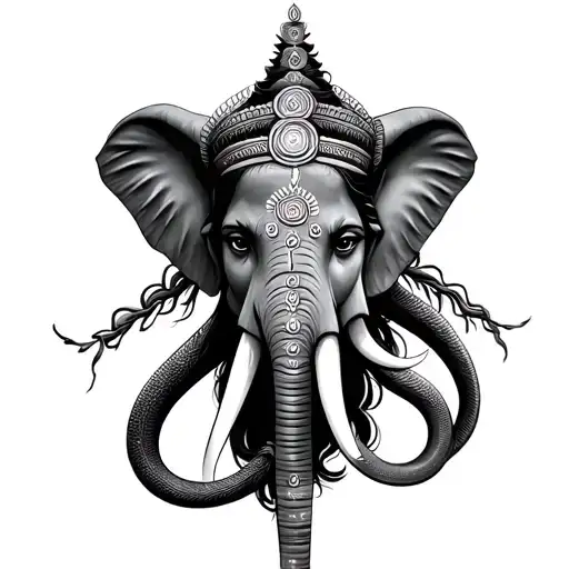 lord shiva , kundalini chakras , thrissul , snake, elephant tusk tattoo design idea