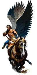 greek spartan warrior, winged horse tattoo design idea
