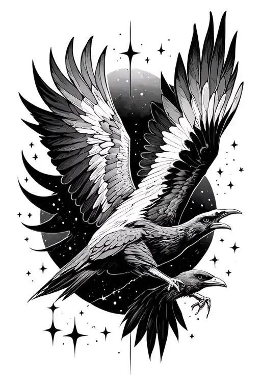 the raven flies among the stars tattoo design idea