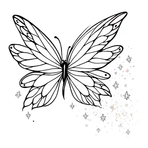 A combination of Fairy and butterfly wings with magical sparkle tattoo design idea