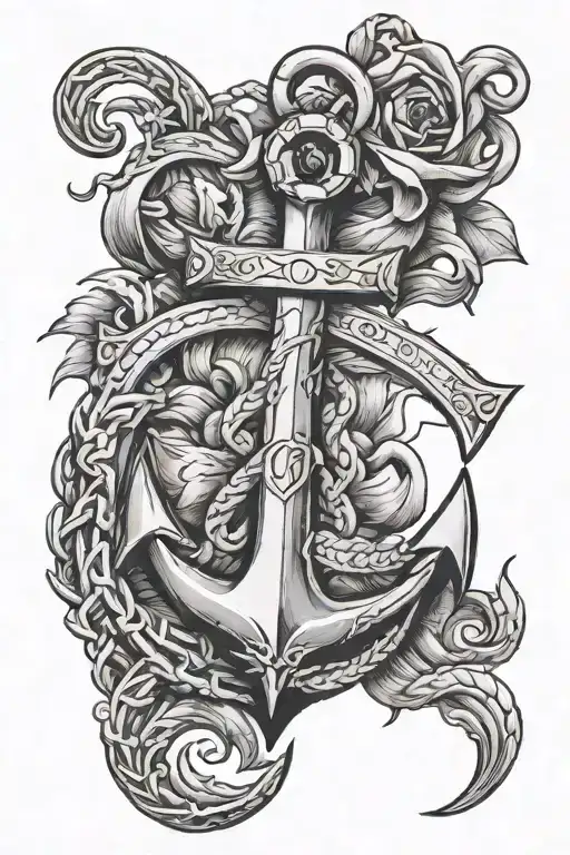 date + love + anchor tattoo design idea