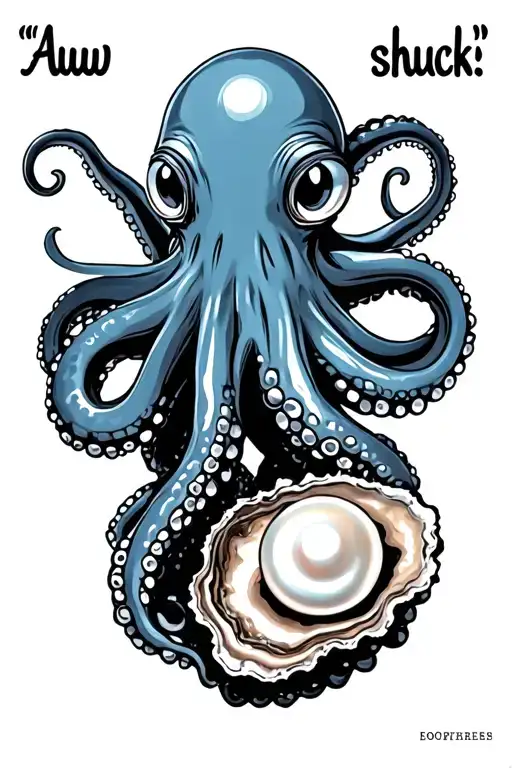 "Aww shucks " "Aww shucks " octopus and an oyster pearl tattoo design idea