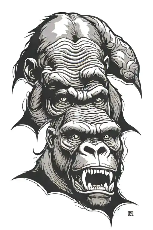 Gorilla angry face and pitbulls tattoo design idea