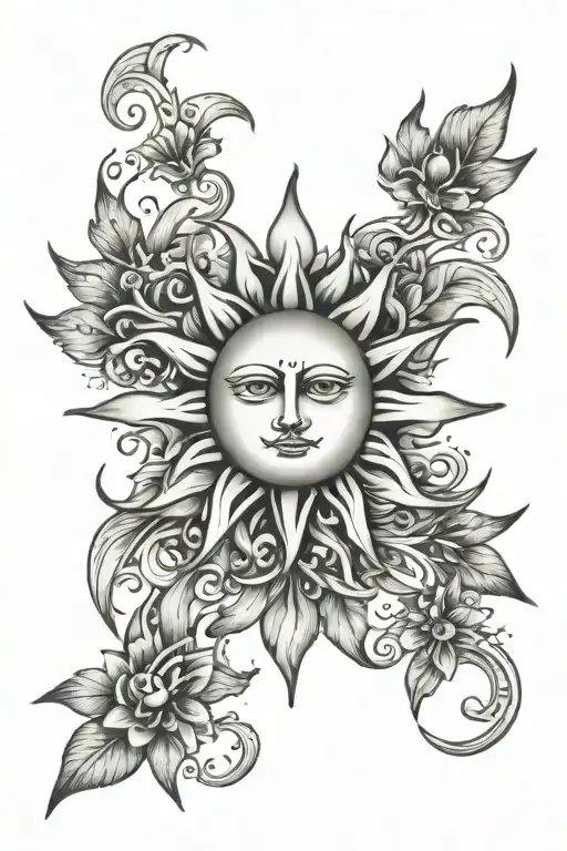 sun crown tattoo design idea