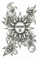 sun crown tattoo design idea