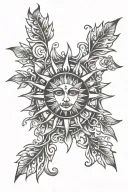 sun crown tattoo design idea
