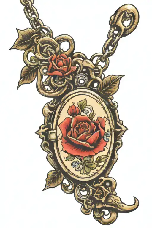 locket with chain links tattoo design idea