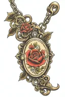 locket with chain links tattoo design idea