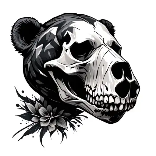 bear skull with geo patern tattoo design idea