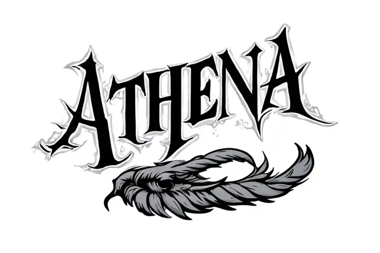 the word athena in gangster font tattoo design idea