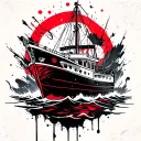 Tattoo on the theme of the boat and the trip for the interior of the biceps tattoo design idea