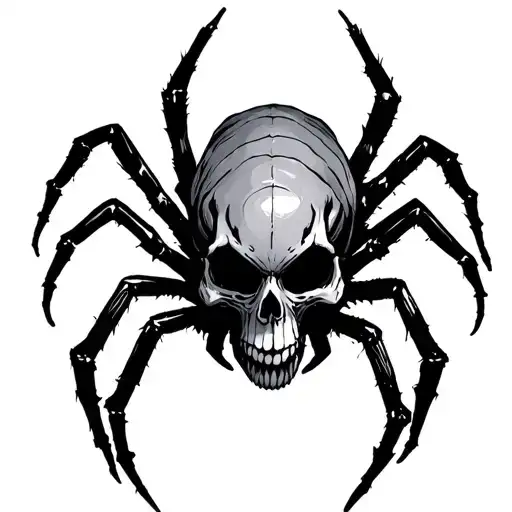 Gotic spider skull tattoo design idea