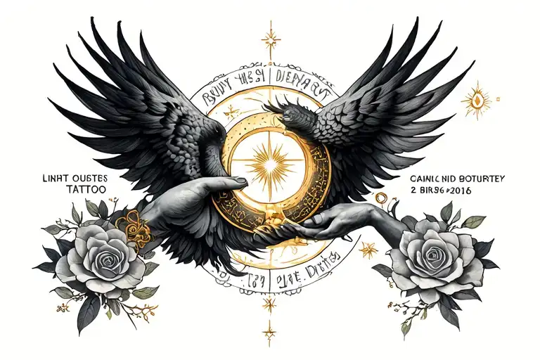 birth date and star sign intertwined tattoo design idea