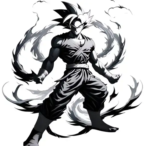 goku ultra instinct y shen long tattoo design idea