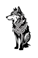 celtic knotwork wolf  full body side profile  tattoo design idea