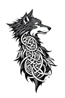 celtic knotwork wolf  full body side profile  tattoo design idea