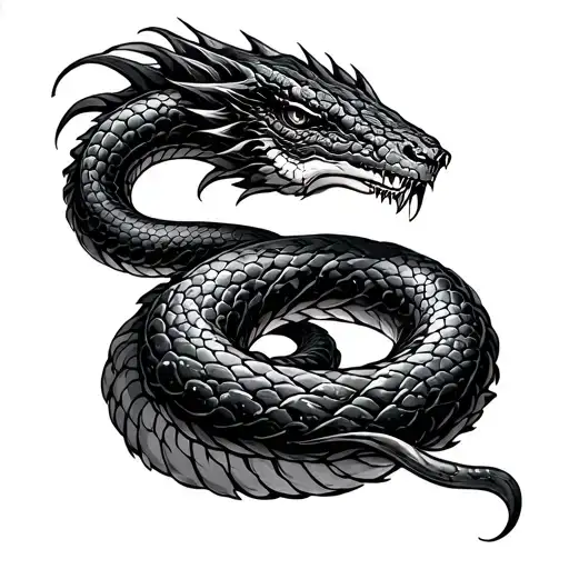 cosmic serpent coiled tattoo design idea