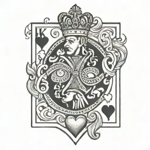 king of hearts with stiched heart  tattoo design idea
