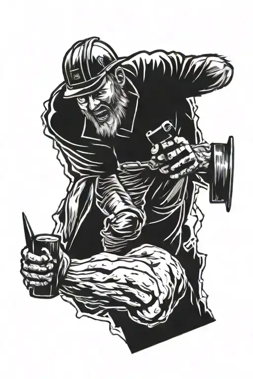 coal miner bolt going tattoo design idea