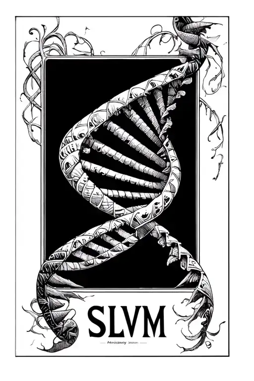 DNA helix with the letters SLVM tattoo design idea