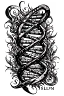 DNA helix with the letters SLVM tattoo design idea