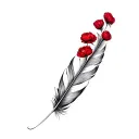 feather and red carnations tattoo design idea