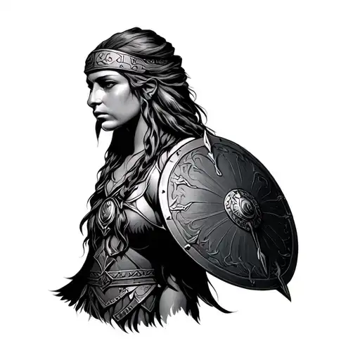 viking shield maiden Face tattoo design idea