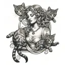 aphrodite and cats playing tattoo design idea