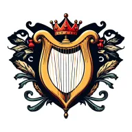 harp with crown hanging tattoo design idea