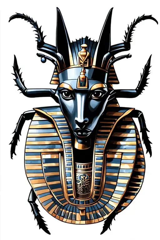 king tut Anubis and Egyptian beetle tattoo design idea