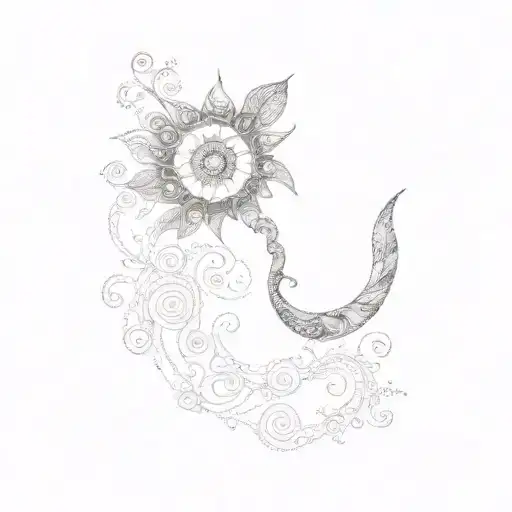 unalome,sun,love symbol,gratitude symbol,spiral tattoo design idea