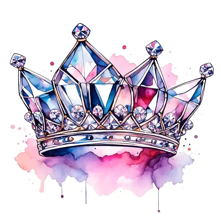 diamonds and crown for female tattoo design idea