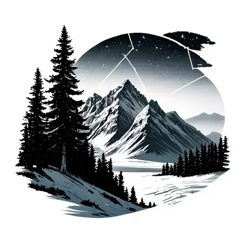 Big Dipper constellation, mt. mckinley, Alaska, northern lights, trees, Alaska imagery, wide life tattoo design idea