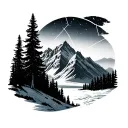 Big Dipper constellation, mt. mckinley, Alaska, northern lights, trees, Alaska imagery, wide life tattoo design idea
