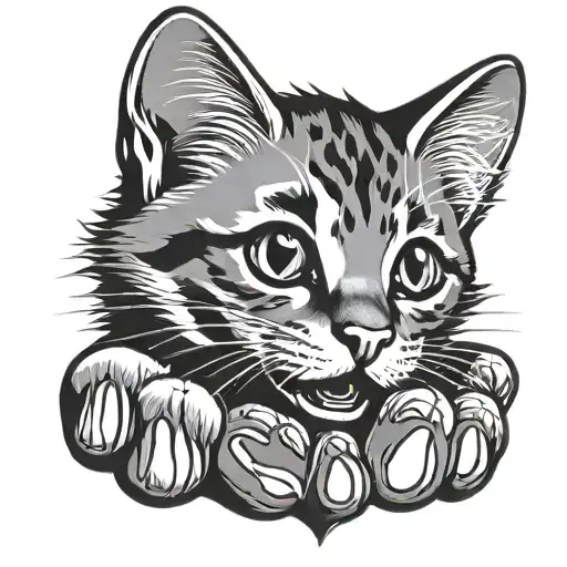 small cat paw print with love heart shape tattoo design idea