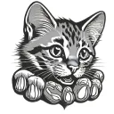 small cat paw print with love heart shape tattoo design idea