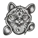 small cat paw print with love heart shape tattoo design idea