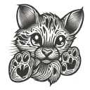 small cat paw print with love heart shape tattoo design idea