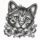 small cat paw print with love heart shape tattoo design idea