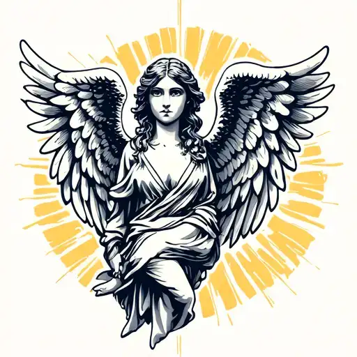 angel wings flying tattoo design idea