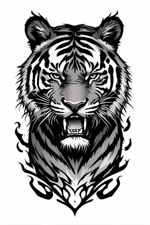 fierce tiger emerging victoriously from the ashes tattoo design idea