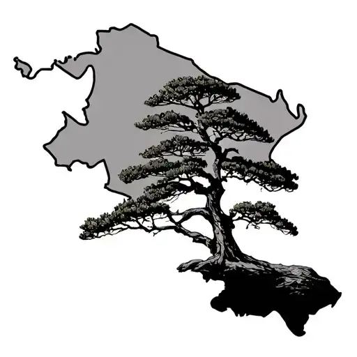 Lebanon country outline and cedar tree tattoo design idea